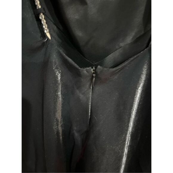 Vintage 90s Black Iridescent Rhinestone Strappy Long Maxi Formal Dress Prom M - Picture 6 of 7